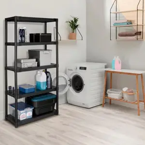 Etagère résine noir "Liane" l. 90 cm x H. 175 cm x P. 40 cm