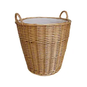 Panier à bûches en osier GoodHome Janel avec poignée charge max 10kg