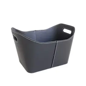 Panier à bûches en faux cuir GoodHome Carroz avec poignée charge max 10kg