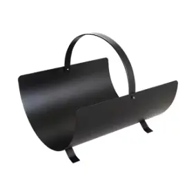 Panier à bûches en acier avec poignée noir charge max 10kg