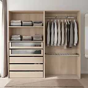 Dressing ouvert effet chêne GoodHome Atomia H. 187,5 x L. 200 x P. 45 cm