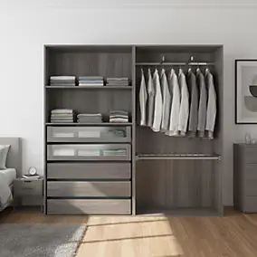 Dressing ouvert effet chêne grisé GoodHome Atomia H. 187,5 x L. 200 x P. 45 cm