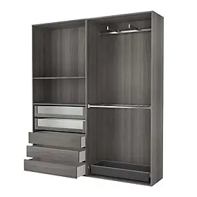 Dressing ouvert effet chêne grisé GoodHome Atomia H. 225 x L. 200 x P. 45 cm