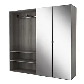 Armoire semi-ouverte effet chêne grisé GoodHome Atomia H. 187,5 x L. 200 x P. 45 cm