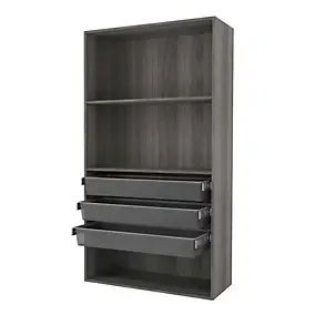 Dressing ouvert tablettes et tiroirs effet chêne grisé GoodHome Atomia H. 187,5 x L. 100 x P. 45 cm