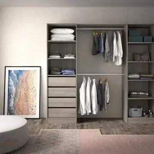 Kit dressing imitation chêne grisé « Qazus » - H. 200 x L. 120 à 220 x P. 48 cm