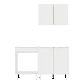 Cuisine complète Izee blanc 1 meuble haut + 2 bas 4 portes sans électroménager 140 cm