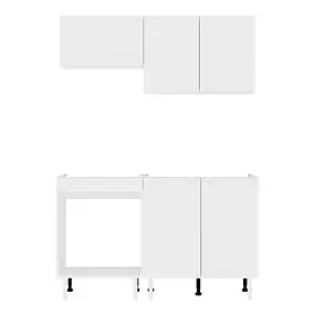 Cuisine complète Izee blanc 2 meubles hauts + 2 bas 5 portes sans électroménager 140 cm