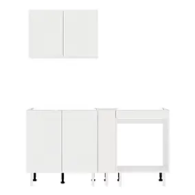 Cuisine complète Izee blanc 1 meuble haut + 3 bas 5 portes sans électroménager 160 cm