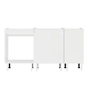 Cuisine complète 3 meubles bas Izee blanc 2 portes sans électroménager 160 cm