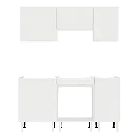 Cuisine complète Izee blanc 3 meubles hauts + 3 bas 5 portes sans électroménager 160 cm