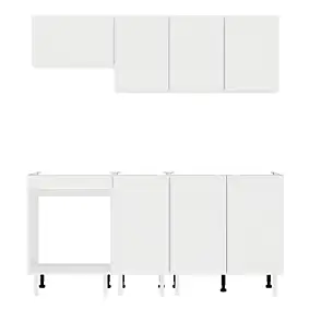 Cuisine complète Izee blanc 3 meubles hauts + 3 bas 7 portes sans électroménager 180 cm