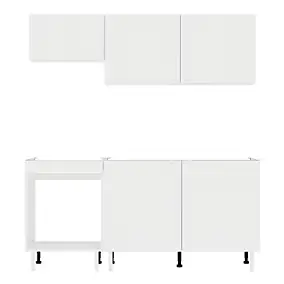 Cuisine complète Izee blanc 3 meubles hauts + 2 bas 5 portes sans électroménager 180 cm