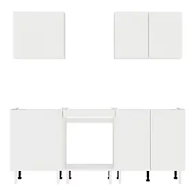 Cuisine complète Izee blanc 2 meubles hauts + 3 bas 6 portes sans électroménager 200 cm