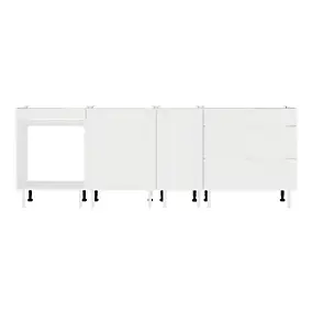 Cuisine complète 4 meubles bas 3 tiroirs et 2 portes Izee blanc sans électroménager 240 cm