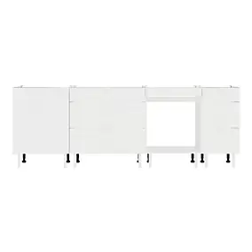 Cuisine complète 4 meubles bas 6 tiroirs et 1 porte Izee blanc sans électroménager 240 cm