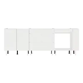 Cuisine complète 4 meubles bas 3 portes Izee blanc sans électroménager 240 cm