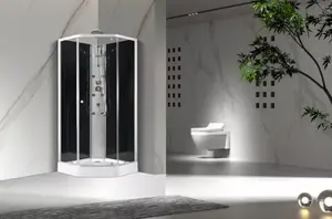 Cabine de douche pentagonale 85 x 85 cm Black Silver