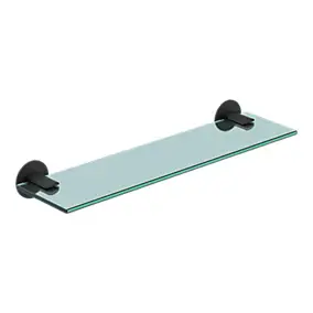 Étagère de salle de bain en verre et acier inoxydable noir H.40 cm Cavally GoodHome