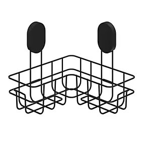 Panier d'angle de douche en acier inoxydable noir Cavally GoodHome
