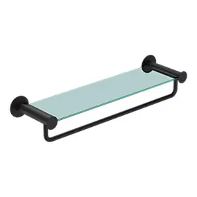 Étagère avec porte-serviettes en verre et acier inoxydable noir H.40 cm Cavally GoodHome