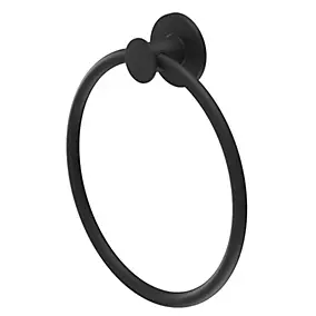 Anneau porte-serviettes mural en acier inoxydable noir Cavally GoodHome