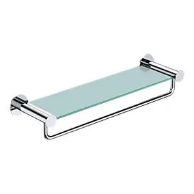 Étagère avec porte-serviettes en verre et acier inoxydable chromé H.40 cm Cavally GoodHome