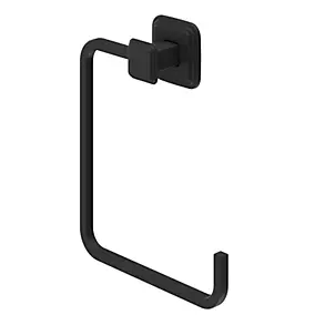 Anneau porte-serviettes mural en acier inoxydable noir Teesta GoodHome