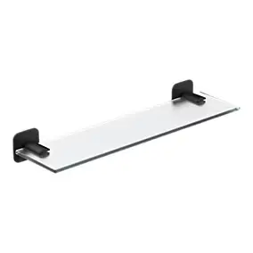 Étagère de salle de bain en verre et acier inoxydable noir H.40 cm Teesta GoodHome