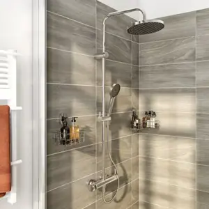 Colonne de douche mécanique chrome ODALIA - Dim. H. 117, l. 28,6, P. 33,5 cm