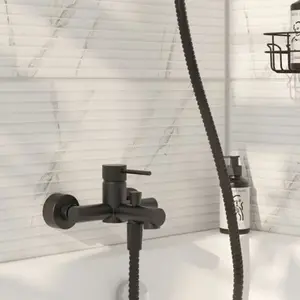 Mitigeur bain/douche mécanique EDELIE N" noir mat acier inoxydable 168x110x187 mm