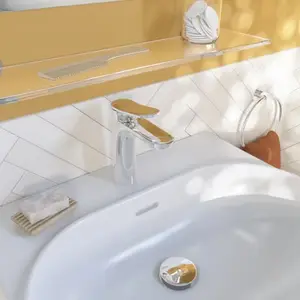 Mitigeur lavabo M KASSIE chrome en laiton avec cartouche céramique 25 mm, débit 300 L/h