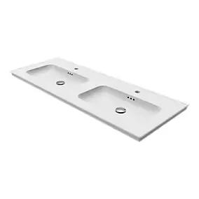 Plan vasque double en céramique blanc l.120 cm, GoodHome Endell