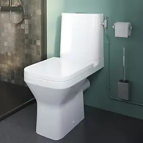 Pack WC à poser sans bride vortex avec abattant déclipsable et frein de chute, sortie horizontale, GoodHome Teesta
