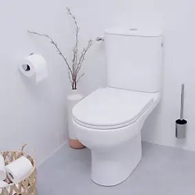 Pack WC à poser sans bride vortex sortie horizontale, avec abattant déclipsable et frein de chute, GoodHome Cavally