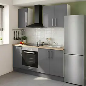 Cuisine complète GoodHome Stevia gris brillant sans électroménager