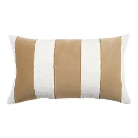 Housse de coussin bi-texturée Kolar rayures blanc et beige l.30 x L.50cm GoodHome
