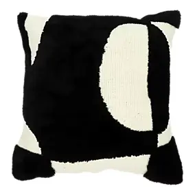 Housse de coussin Aizu motif tufté géométrique noir et blanc l.45 x L.45cm GoodHome