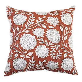 Housse de coussin Melaka fleuri terracotta l.45 x L.45cm GoodHome