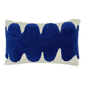 Housse de coussin Albizia motif tufté ondulé bleu et blanc l.30 x L.50cm GoodHome