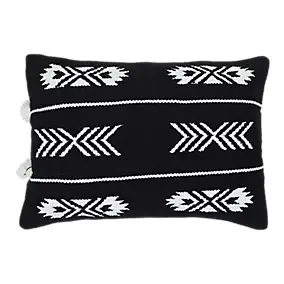 Housse de coussin l.40 x L.60 cm motifs géométriques brodés noir et blanc, fermeture zippée, GoodHome Rahat