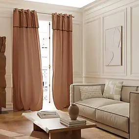 Housse de coussin Hapur imprimé géométrique blanc et beige l.45 x L.45cm GoodHome