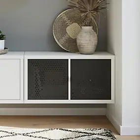 Étagère modulable 2 cubes avec 2 portes en métal GoodHome Mixxit blanc