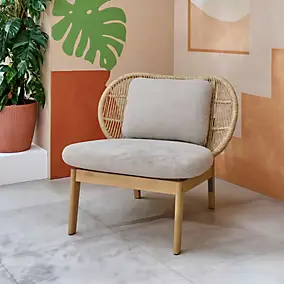Fauteuil de jardin Hania en bois d'eucalyptus et aluminium GoodHome