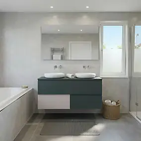 Ensemble meubles de salle de bains Kentia l.120 cm vert forêt et blanc mat