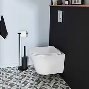 Pack WC suspendu blanc cuvette sans bride Fuerte et bâti-support sol et mur Grohe