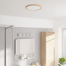 Plafonnier salle de bain effet bois LED integrée Solidaster blanc chaud, neutre Ø.29,4cm IP44 1600lm 14.5W GoodHome