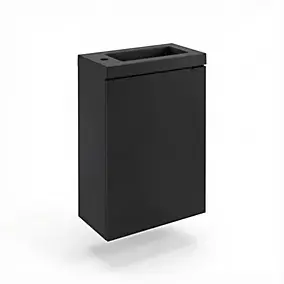 Meuble lave-mains suspendu noir mat l.44 cm Imandra + plan vasque noir résine Beni, GoodHome