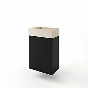 Meuble lave-mains suspendu noir mat l.44 cm Imandra + plan vasque béton beige moucheté, GoodHome