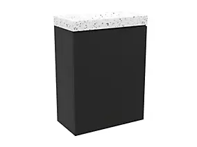 Meuble lave-mains suspendu noir mat l.44 cm Imandra + plan vasque terrazzo, GoodHome